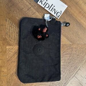 Kipling Black Pouch with Monkey Keychain